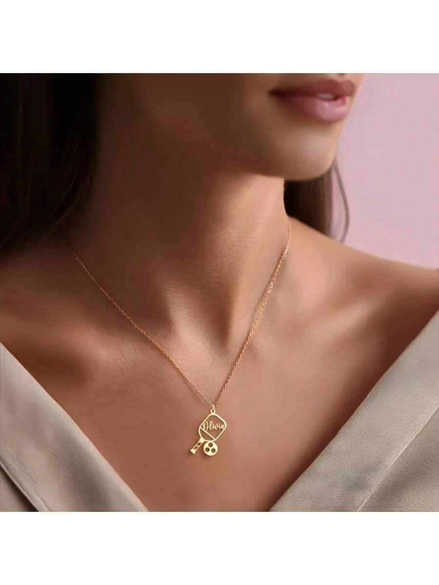 Table Tennis Name - Personalized Table Tennis Fans Name Necklace
