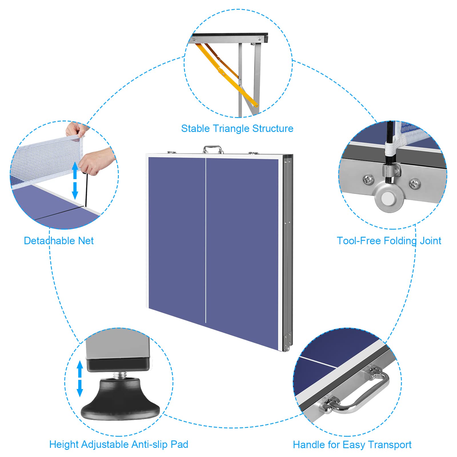 6X3ft Portable Ping Pong Table - Table Tennis Usa Team 评论和价格